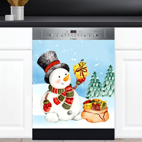 Christmas Snowman Dishwasher Magnet Cover Kitchen Decoration Decals Appliances Stickers Magnetic Sticker ND