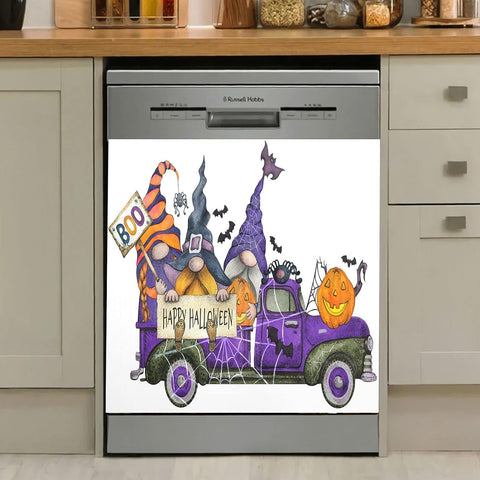 Happy Halloween Truck Gnomes Pumpkins Dishwasher Magnet Cover Kitchen Decoration Decals Appliances Stickers Magnetic Sticker ND