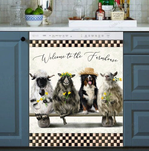 The Shepherd Dog And Sheep Dishwasher Magnet Cover Kitchen Decoration Decals Appliances Stickers Magnetic Sticker ND