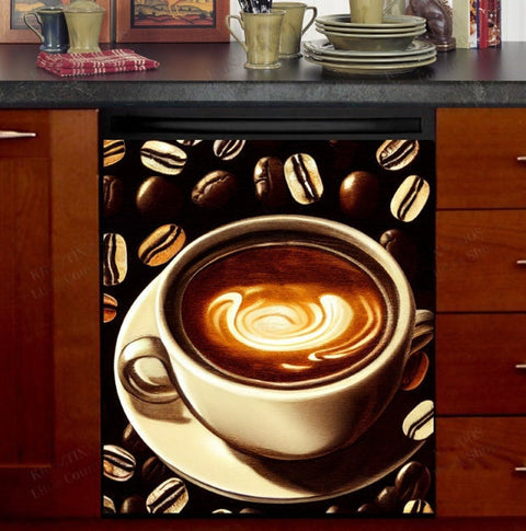 Coffee Cup Dishwasher Magnet Cover Kitchen Decoration Decals Appliances Stickers Magnetic Sticker ND