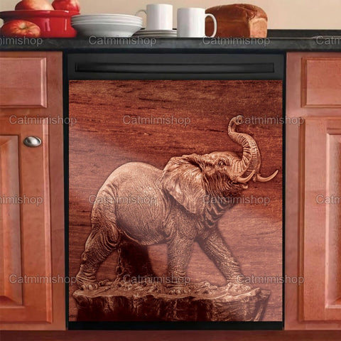 Elephant Dishwasher Magnet Cover Kitchen Decoration Decals Appliances Stickers Magnetic Sticker ND