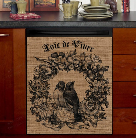 Vintage Farmhouse Burlap Dishwasher Magnet Cover Kitchen Decoration Decals Appliances Stickers Magnetic Sticker ND