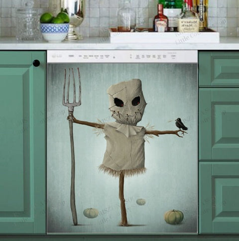 Halloween Autumn Cute Scarecrow Dishwasher Magnet Cover Kitchen Decoration Decals Appliances Stickers Magnetic Sticker ND