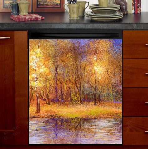 Colorful Fallen Leaves Dishwasher Magnet Cover Kitchen Decoration Decals Appliances Stickers Magnetic Sticker ND