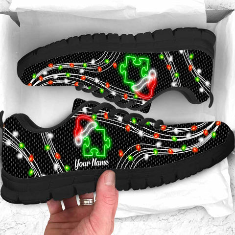 Tis The Season Puzzle Autism Awareness Shoes Personalized Men/Women Running Sneaker Shoes Autism Awareness Gift Idea HT
