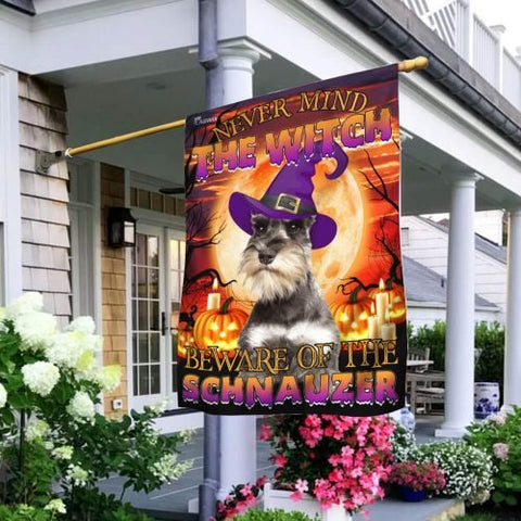 Halloween flag Halloween Gift Beware Of The Schnauzer Flag