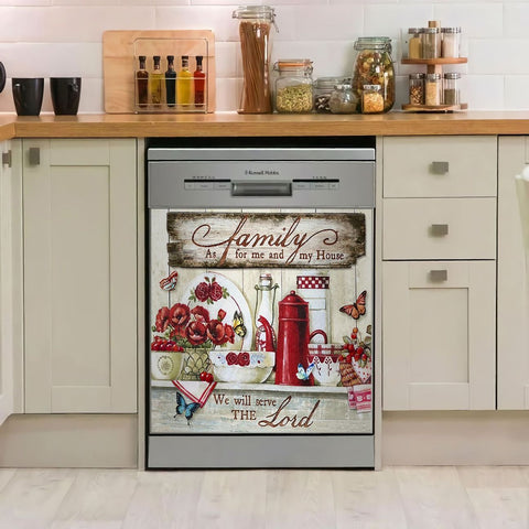 Family Christmas Dishwasher Cover Kitchen Decor HT