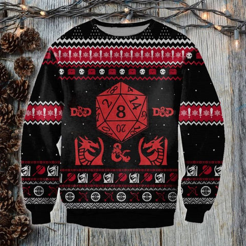 Dragon 3D Printed Sweatshirt DND Shirt D&D Gamer Gifts Christmas Gifts