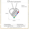 Personalized Silver Heart Mothers Day Necklace With Birthstones Mom Jewelry Gift For Her, Mom, Grandma, Wife HT