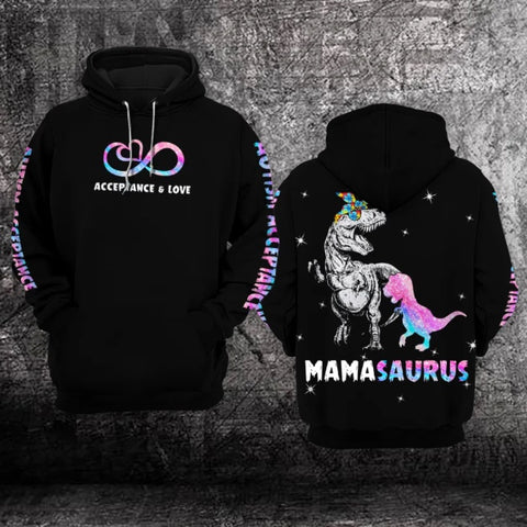 Mamasaurus Autism Unisex Hoodie For Women Autism Awareness Shirts Clothing Gifts For Mom HT