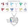 Personalized Family Heart Mothers Day Necklace With Birthstones Mom Jewelry Gift For Mom Grandma Wife HT