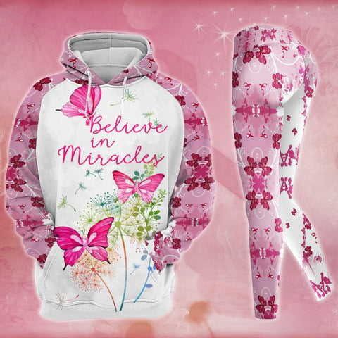Breast Cancer Awareness Butterfly Hoodie Leggings Set Survivor Gifts For Women Clothing Clothes Outfits HT
