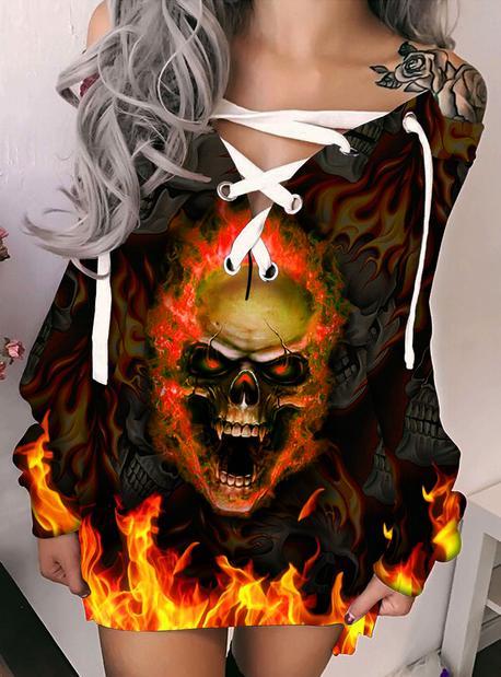 Gift For Skull Lovers Sexy Lace-up Dress For Women HT
