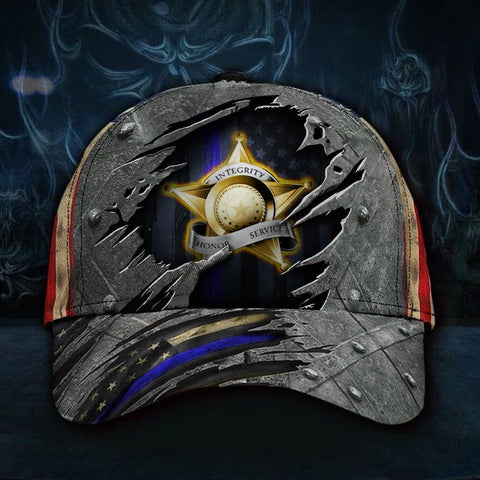 Thin Blue Line Hat Integrity Honor Service American Flag Cap Honor Our Police Law Enforcement HN