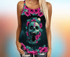 Skull Bird Flowers Criss-cross tank top TTM