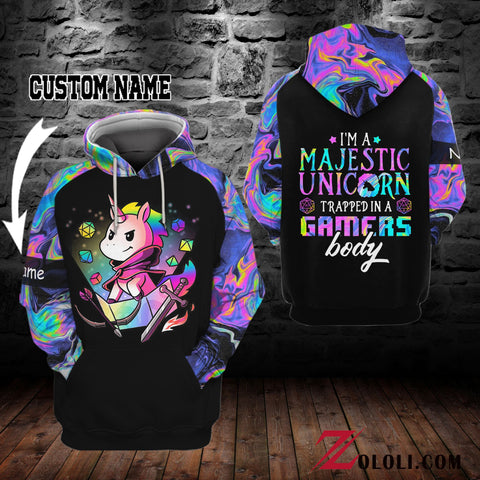 D&D I'm a majestic unicorn trapped in a gamer's body hoodie Custom TTM