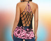 Breast Cancer Skull criss-cross tank-top legging set TTM