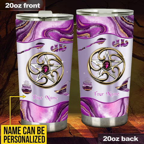 Pentacle Witch Marble Pattern Print Personalized Tumbler Personalized Gifts Cool Halloween Gifts HN