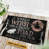 A WICKED WITCH AND A GRUMPY TOAD CUSTOMIZABLE DOORMAT
