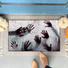 BLOODY HAND BEHIND GLASS DOORMAT