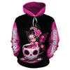 Girl Skull Teacup Breast Cancer Hoodie