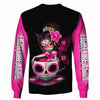 Girl Skull Teacup Breast Cancer Hoodie