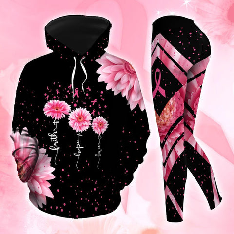 Breast Cancer Awareness Sunflower Hoodie Leggings Set Survivor Gifts For Women Clothing Clothes Outfits HT