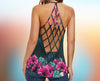 Skull Bird Flowers Criss-cross tank top TTM