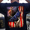 Jesus Lion And Lamb T-Shirt, Jesus Christ Cross Tee, Best Gifts For Veteran, Patriotic Print, Gift For Him, American Flag Shirt