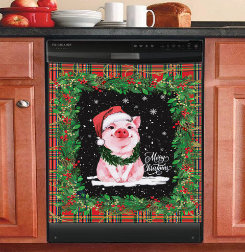 Pig Merry Christmas Dishwasher Cover Kitchen Appliance Decal Christmas Home Decor Xmas Gift HT