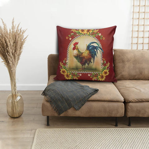 Chicken Sunflower Arch Window Shape Pillow Rooster Farm Cushion Chicken Lovers Gift HN