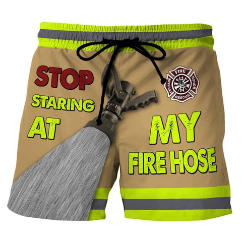 Stop Staring At My Fire Hose  Custom Swim Trunks
