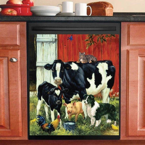 Farm Cow Kitchen Dishwasher Cover Decor Art Housewarming Gifts Home Decorations HT