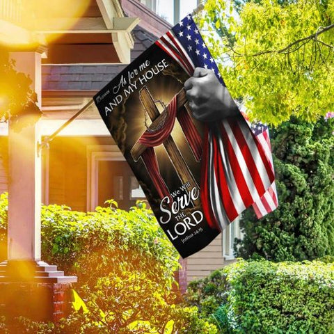 Jesus Christian Flag As For Me And My House, We Will Serve The Lord God Christ American Flag TM