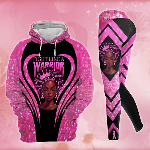 Breast Cancer Awareness Black Women Warrior Hoodie Leggings Set Survivor Gifts For Women Clothing Clothes Outfits HT