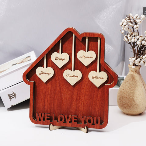 Personalized Hanging Hearts Family Names Sign Frame Mothers Day Decor Home Decorations Mom Grandma Gifts HT