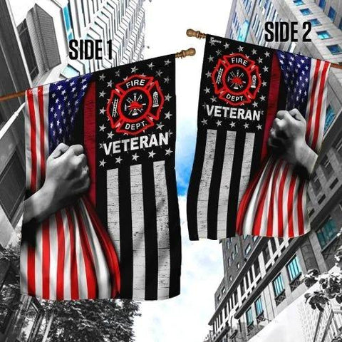 Firefighter Veteran American US Flag