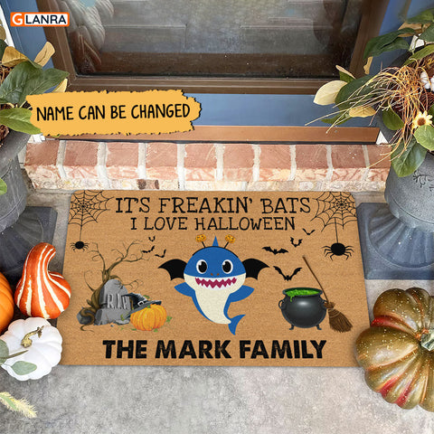 Personalized It's Freakin' Bats I Love Halloween Doormat Family Shark Halloween Decorations Home Decor Mat HT