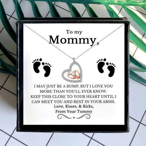 Footprint Heart Mothers Day Necklace Mom Jewelry Gift Card For Her, Mom, Grandma, Wife HT