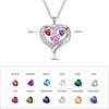 Personalized Engraved Heart Mothers Day Necklace With Birthstones Mom Jewelry Gift For Mom Grandma Wife HT