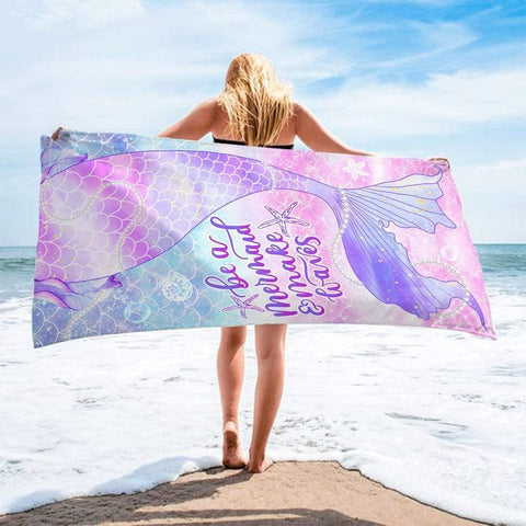 Be A Mermaid And Make Waves Sand Free Beach Towel 1