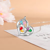 Personalized Silver Heart Mothers Day Necklace With Birthstones Mom Jewelry Gift For Mom Grandma Wife HT