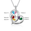 Personalized Silver Heart Mothers Day Necklace With Birthstones Mom Jewelry Gift For Mom Grandma Wife HT
