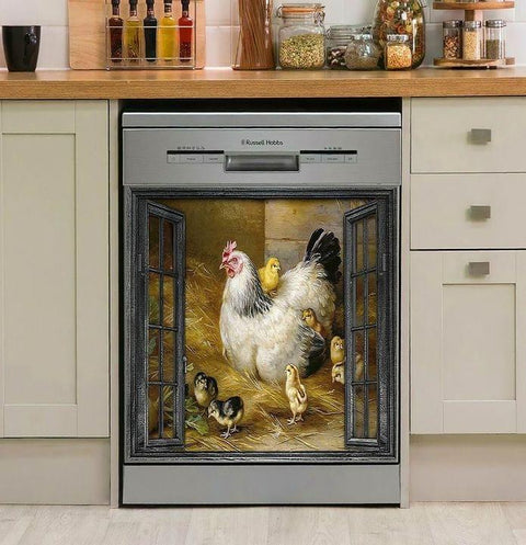 Chicken Coop Farm Dishwasher Cover Kitchen Farmhouse Decor Home Decoration HT