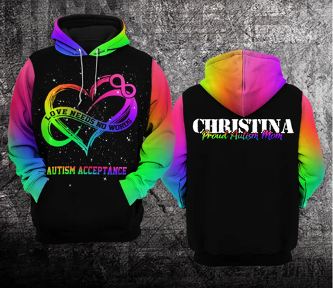Personalized Proud Autism Mom Unisex Hoodie For Men Women Autism Awareness Shirts Clothing Gifts For Mom HT