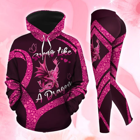 Breast Cancer Awareness Dragon Hoodie Leggings Set Survivor Gifts For Women Clothing Clothes Outfits HT