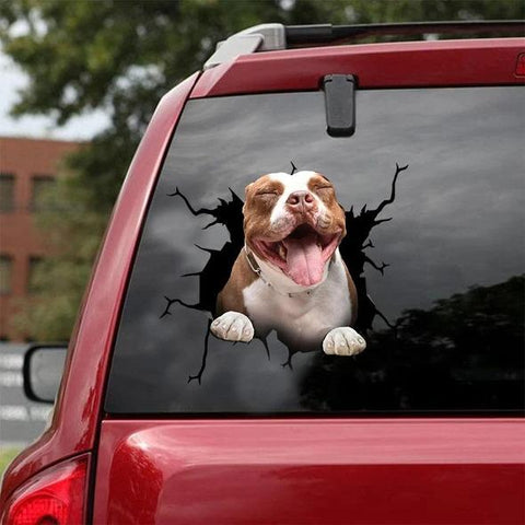 Pitbull Crack Car Sticker Dogs Lover Gift HT