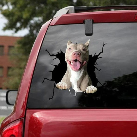 Pitbull Crack Car Sticker Dogs Lover Gift HT
