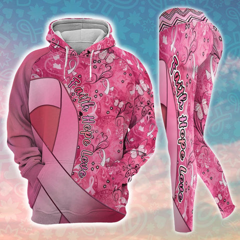 Breast Cancer Awareness Pink Hoodie Leggings Set Survivor Gifts For Women Clothing Clothes Outfits HT