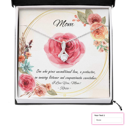 Carnation Gift For Your Mommy Custom Message Card Necklace Gifts For Mom HN